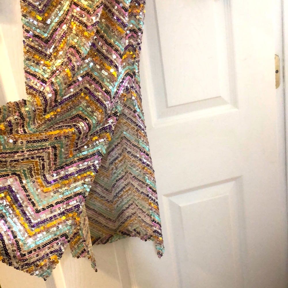 Zara Sequin Dress mid calf length. Slits on both sides above the knee. Small